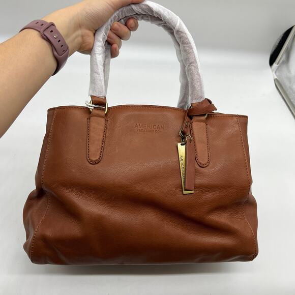 American Leather Co. Lavina Convertible Leather Satchel Brandy - Picture 1 of 15